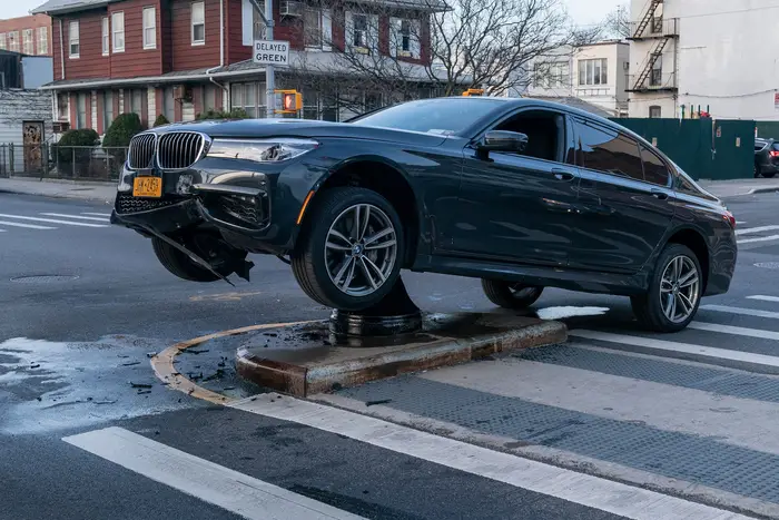 A photo of a car crash in Brooklyn in March